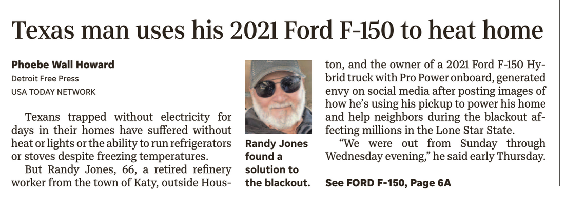 Ford F-150 PowerBoost 7.2kw onboard generator saves the day (3 days) during Texas power outage 1613746311729