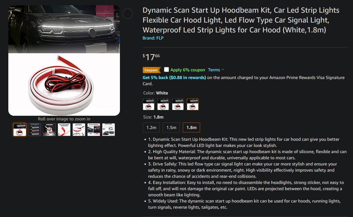 DYNAMIC SCAN START UP HOODBEAM KIT Car Dynamic Scan Start-up