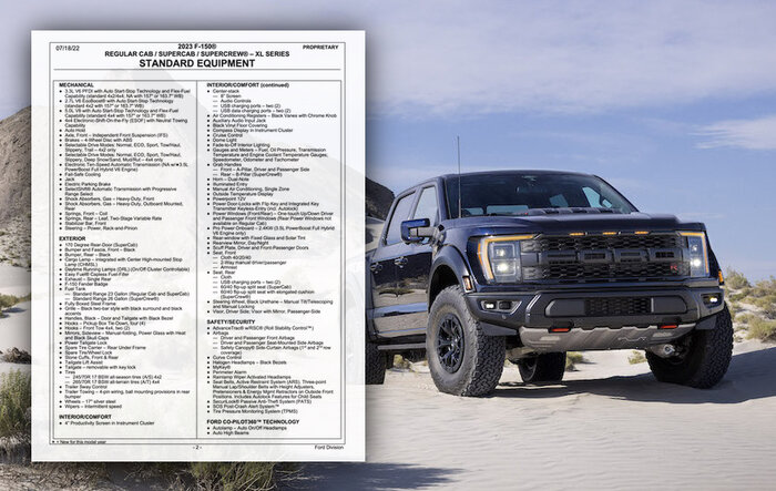 2022 Ford Raptor Order Guide